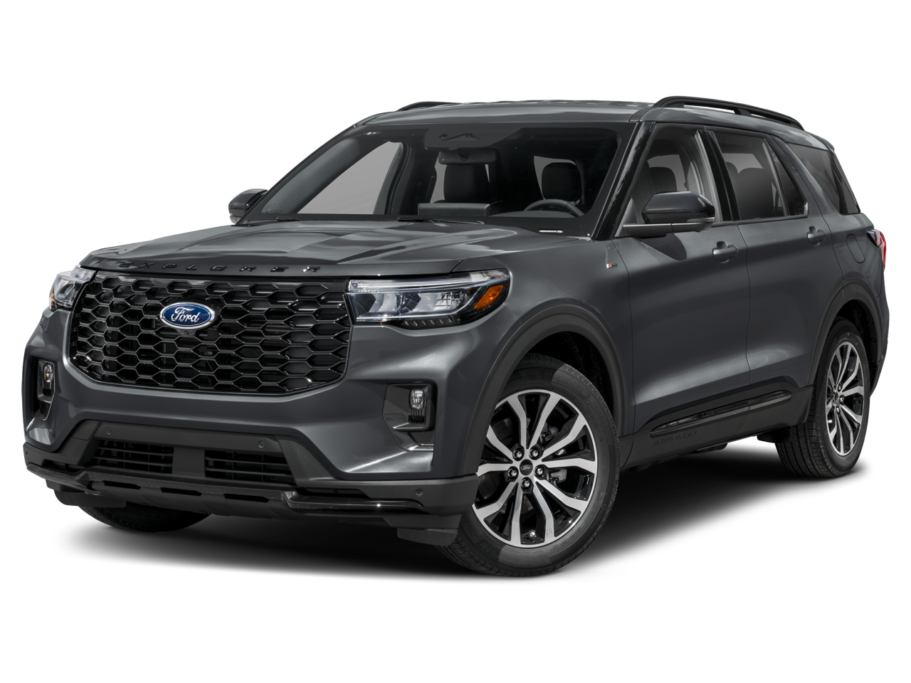 2025 Ford Explorer ST-Line in Gray Metallic — front three-quarter view