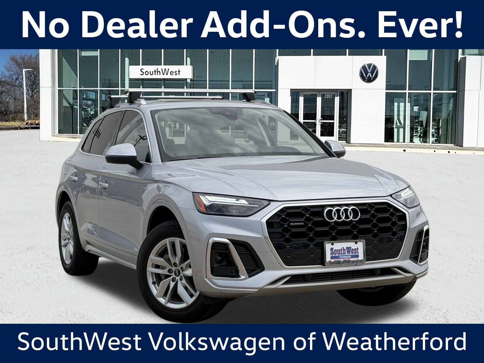 2022 Audi Q5 45 S line Premium quattro in Florett Silver Metallic — front three-quarter view
