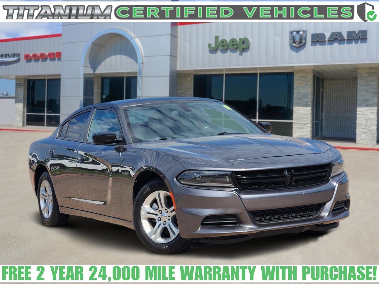 2023 Dodge Charger SXT in Granite Crystal Metallic Clearcoat — front three-quarter view