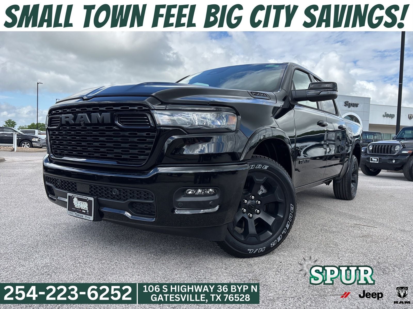 2026 RAM Ram 1500 Lone Star Crew Cab 4x2 5'7' Box in Diamond Black Crystal Pearlcoat — front three-quarter view