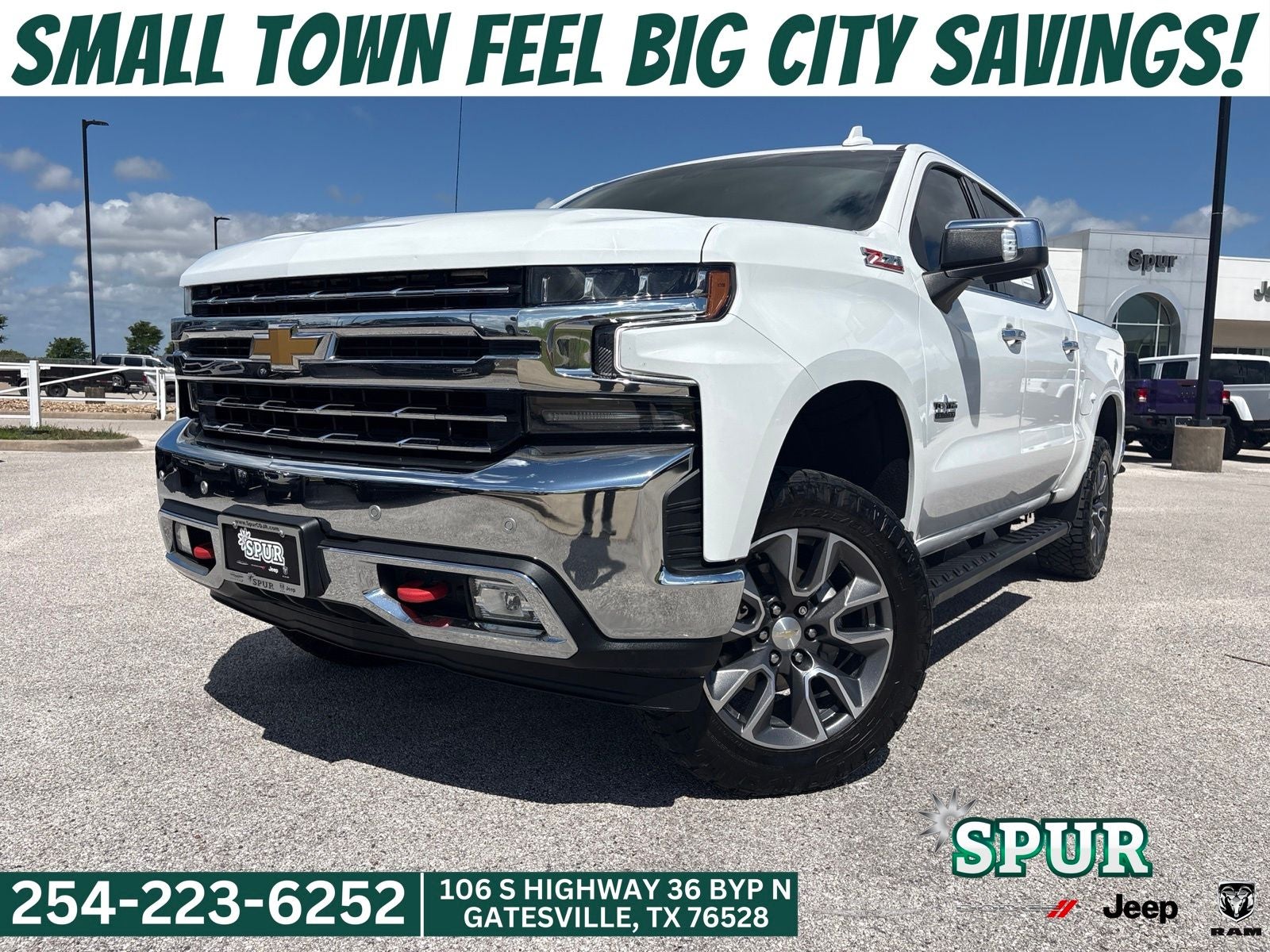 2021 Chevrolet Silverado 1500 4WD Crew Cab Short Bed LTZ in Summit White — front three-quarter view