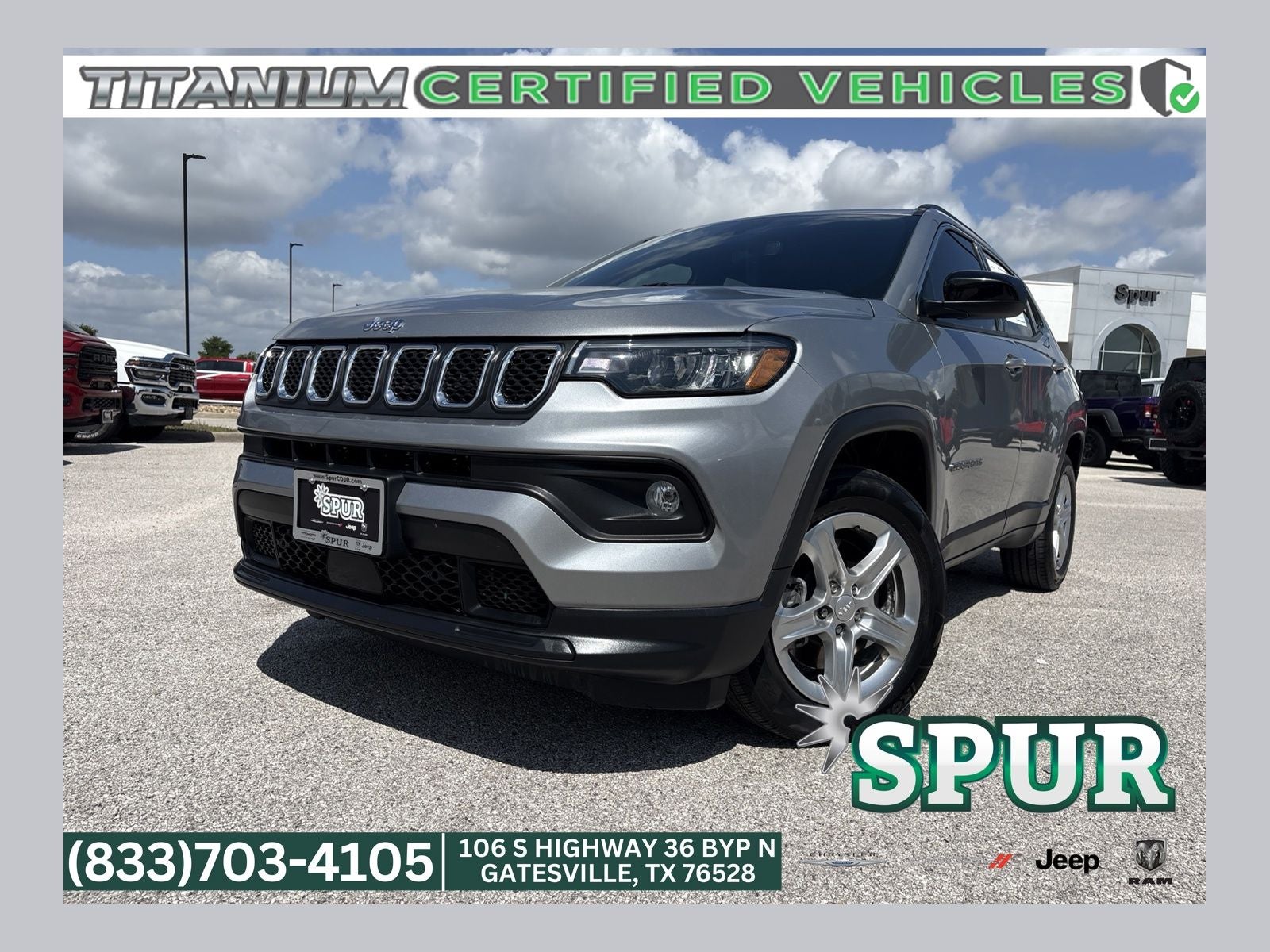 2024 Jeep Compass Latitude 4x4 in Billet Silver Metallic Clearcoat — front three-quarter view