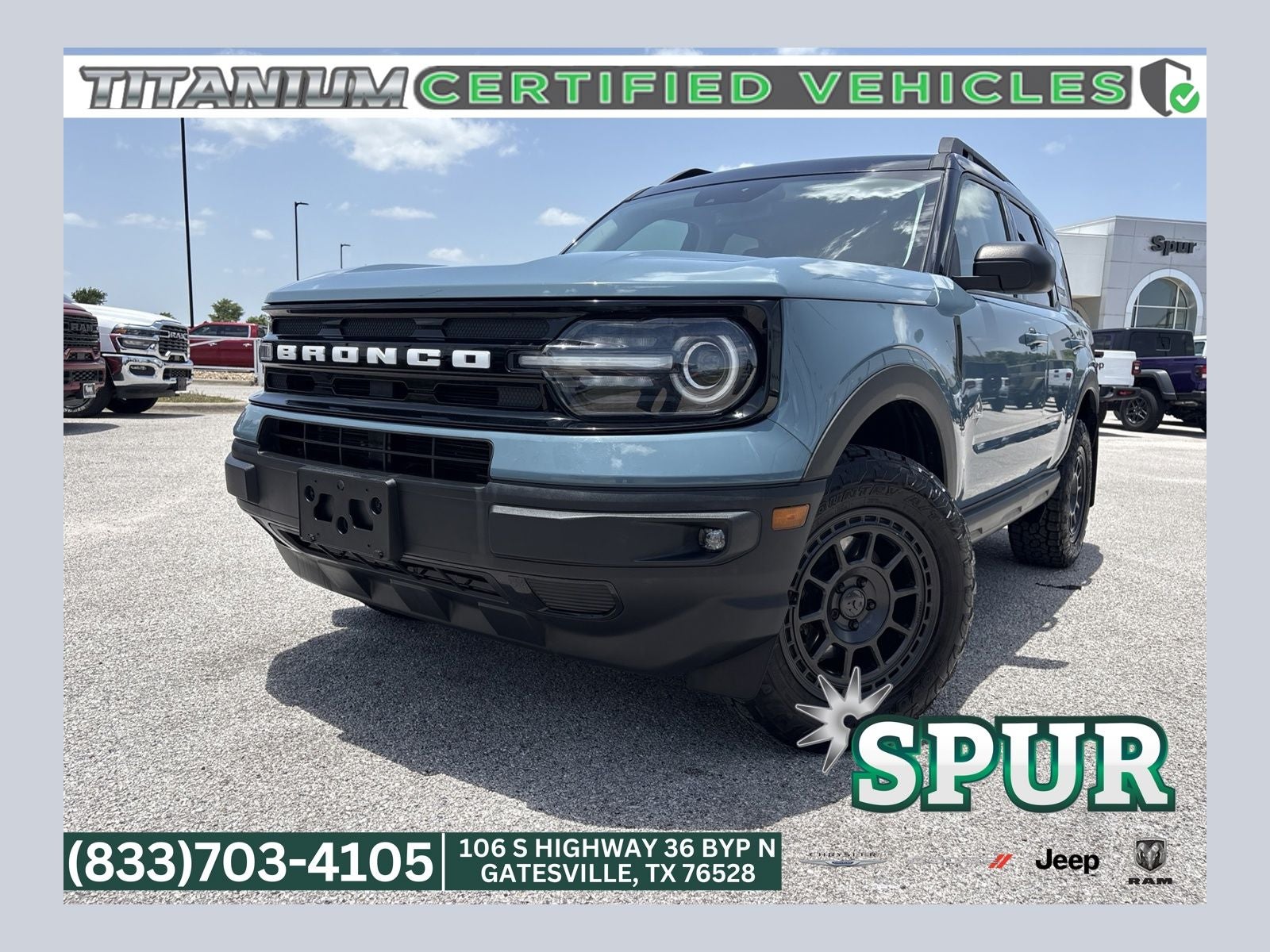 2022 Ford Bronco Sport Outer Banks in Area 51 — front three-quarter view
