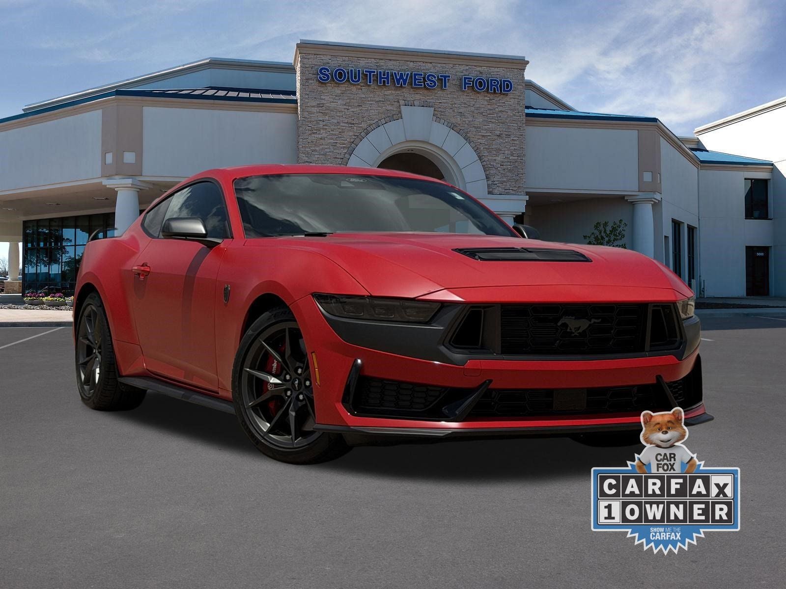 2026 Ford Mustang Dark Horse in Race Red — front three-quarter view