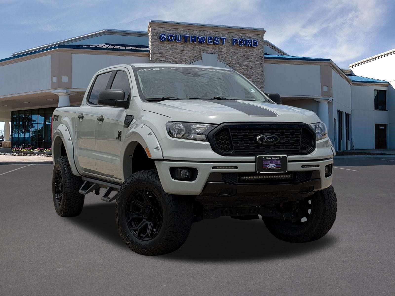 2021 Ford Ranger XLT Rocky Ridge in Cactus Gray — front three-quarter view