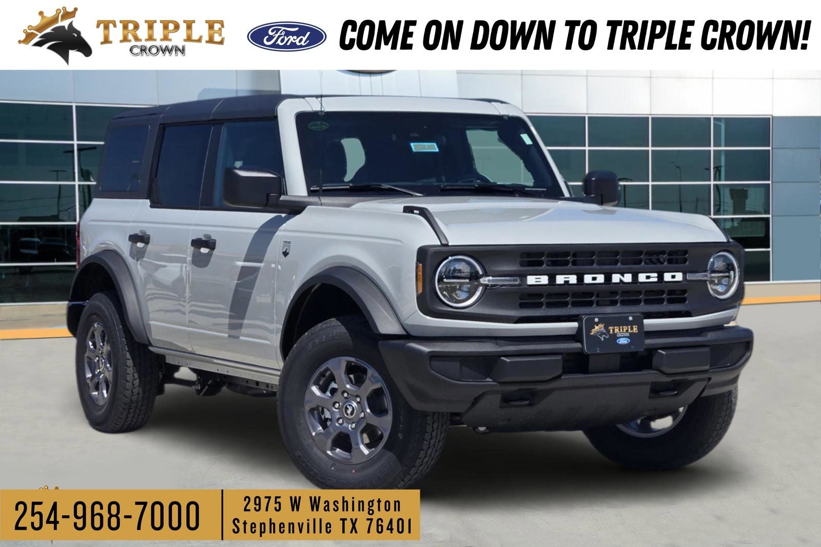 2026 Ford Bronco Big Bend in Avalanche Gray — front three-quarter view
