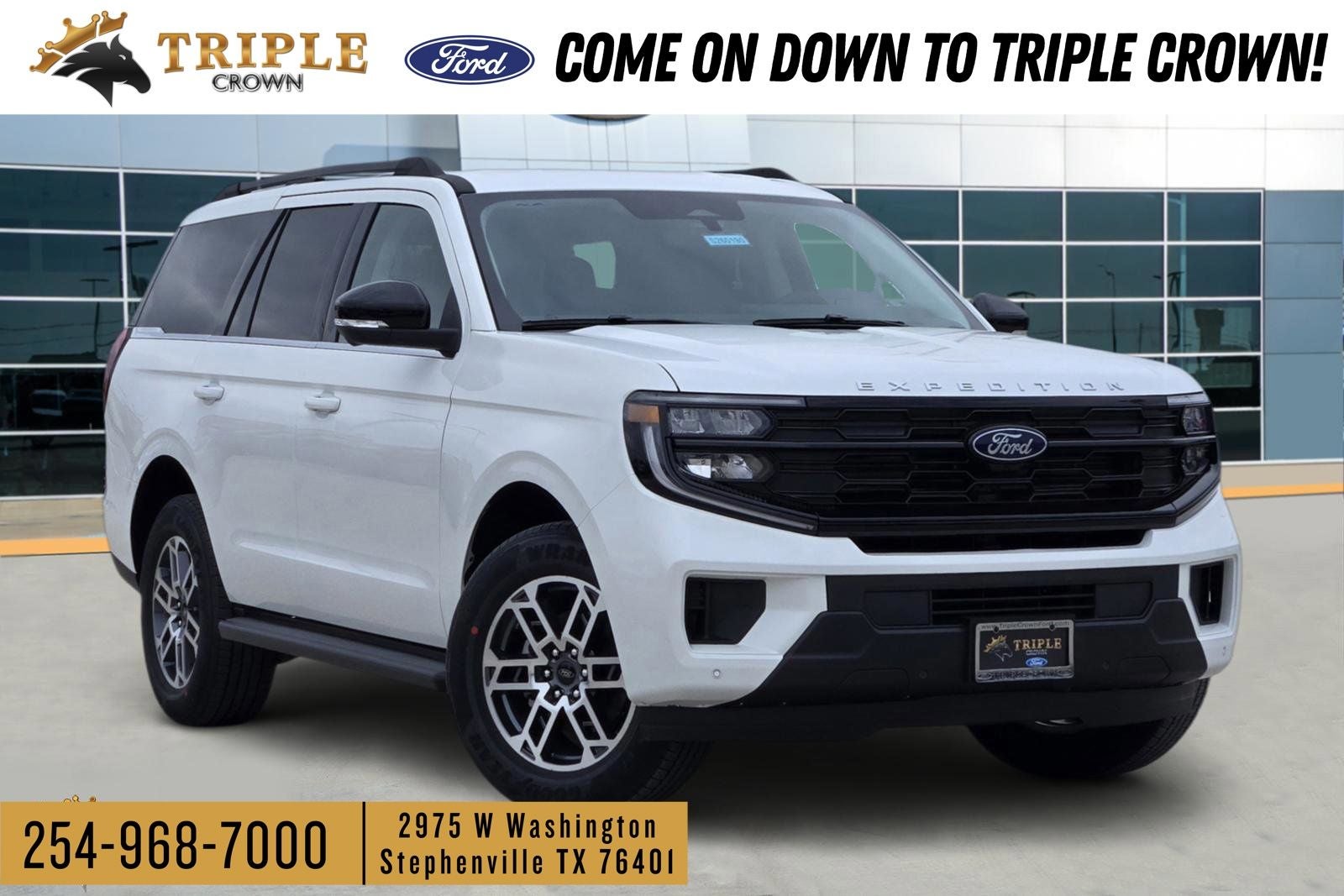 2026 Ford Expedition Active in Star White Metallic Tri-Coat — front three-quarter view
