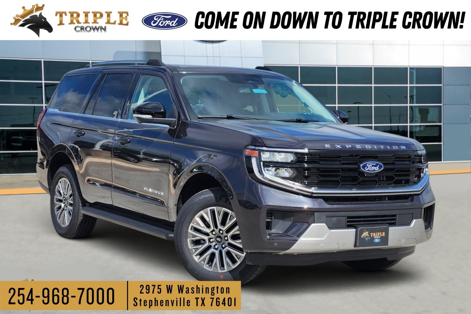 2026 Ford Expedition Platinum in Dark Matter Gray Metallic — front three-quarter view