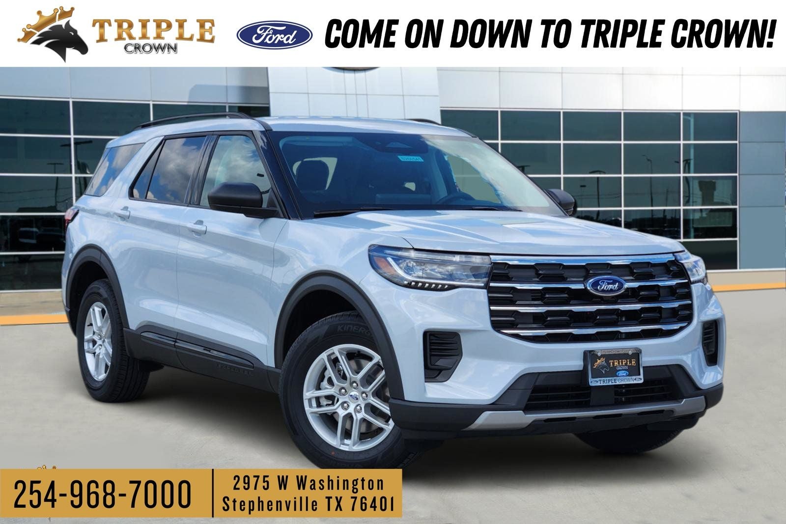 2026 Ford Explorer Active in Space White Metallic — front three-quarter view