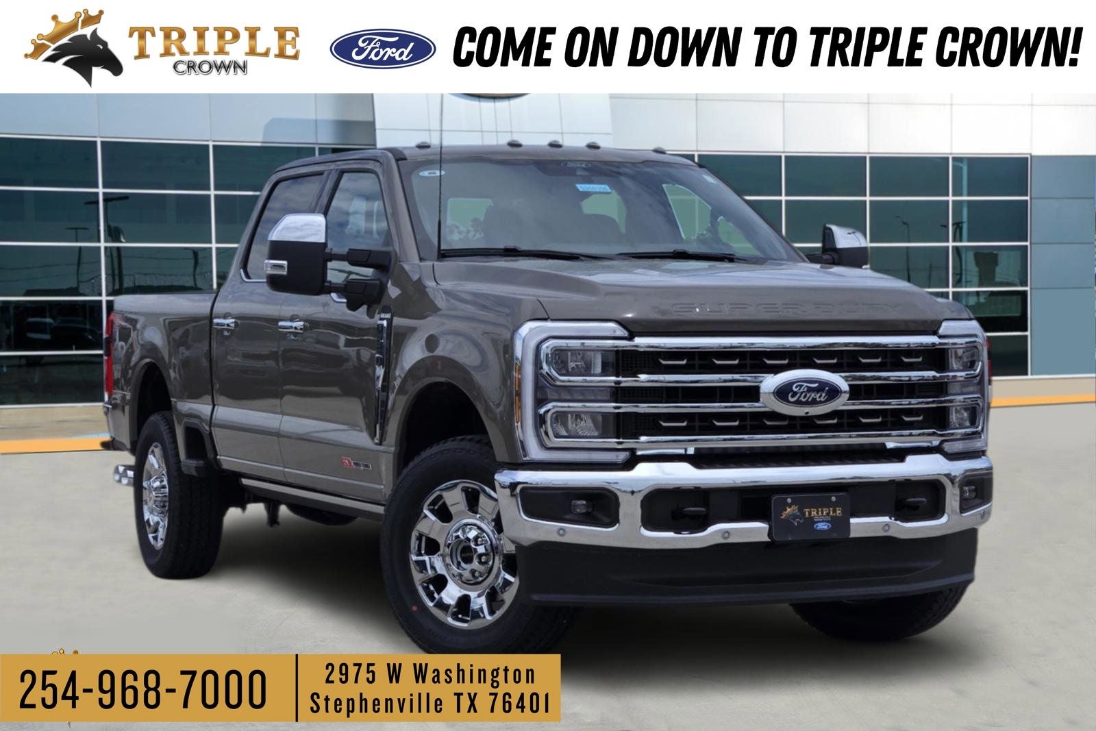 2026 Ford F-250SD King Ranch in Marsh Gray — front three-quarter view