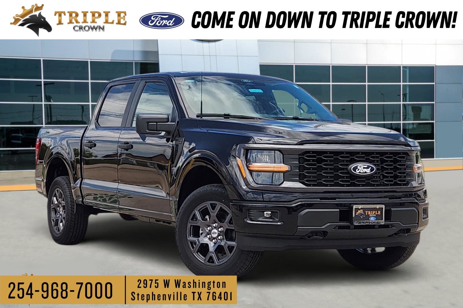 2026 Ford F-150 STX in Agate Black Metallic — front three-quarter view