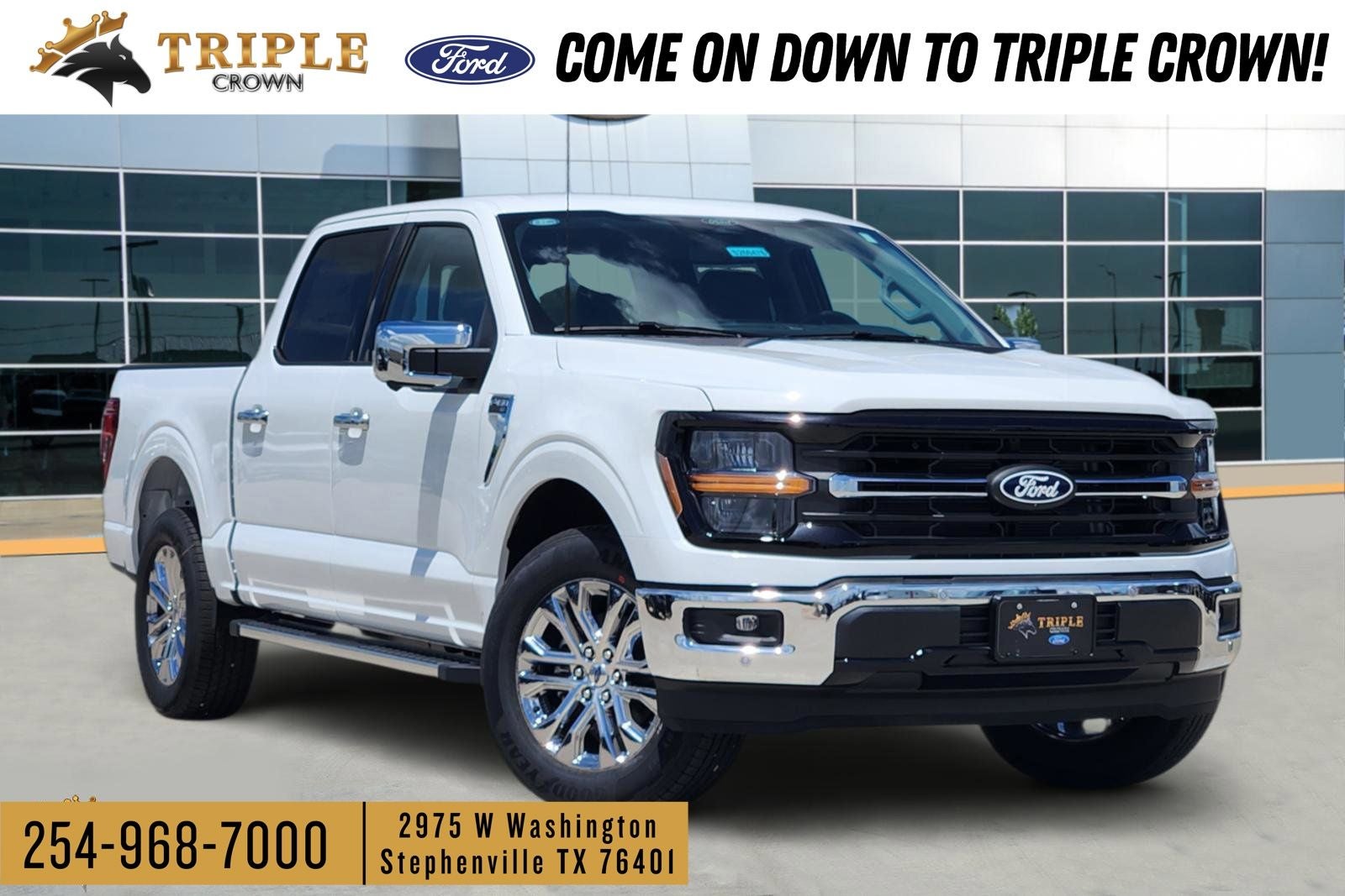2026 Ford F-150 XLT in Oxford White — front three-quarter view