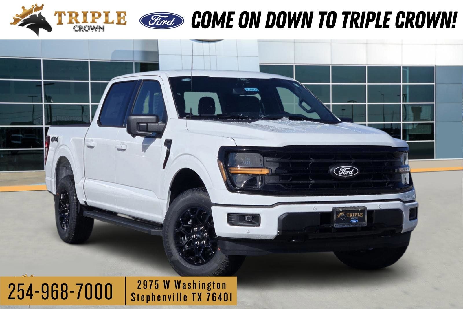2026 Ford F-150 XLT in Oxford White — front three-quarter view