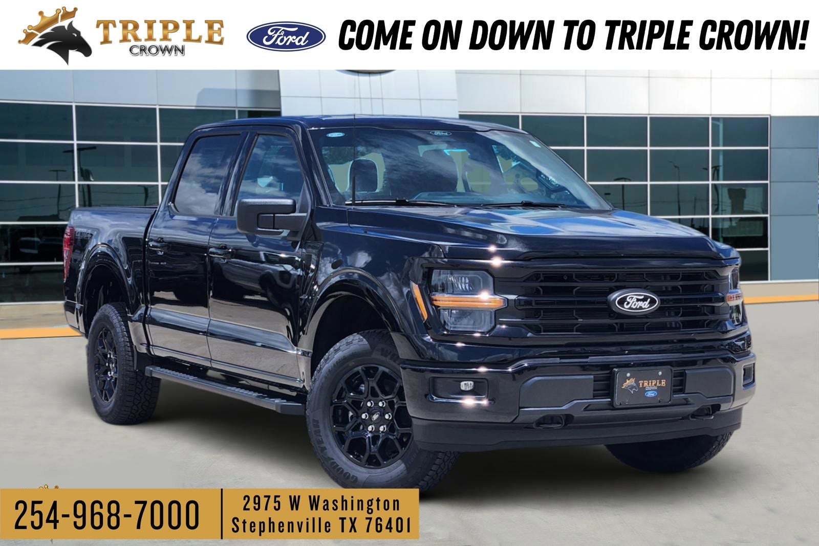 2026 Ford F-150 XLT in Agate Black Metallic — front three-quarter view