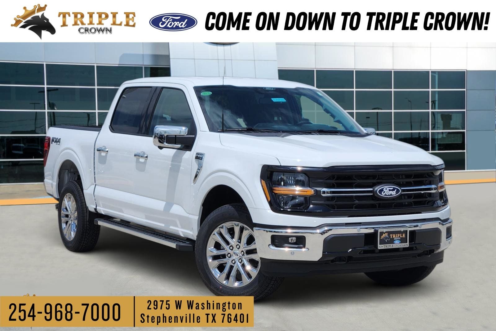 2026 Ford F-150 XLT in Oxford White — front three-quarter view