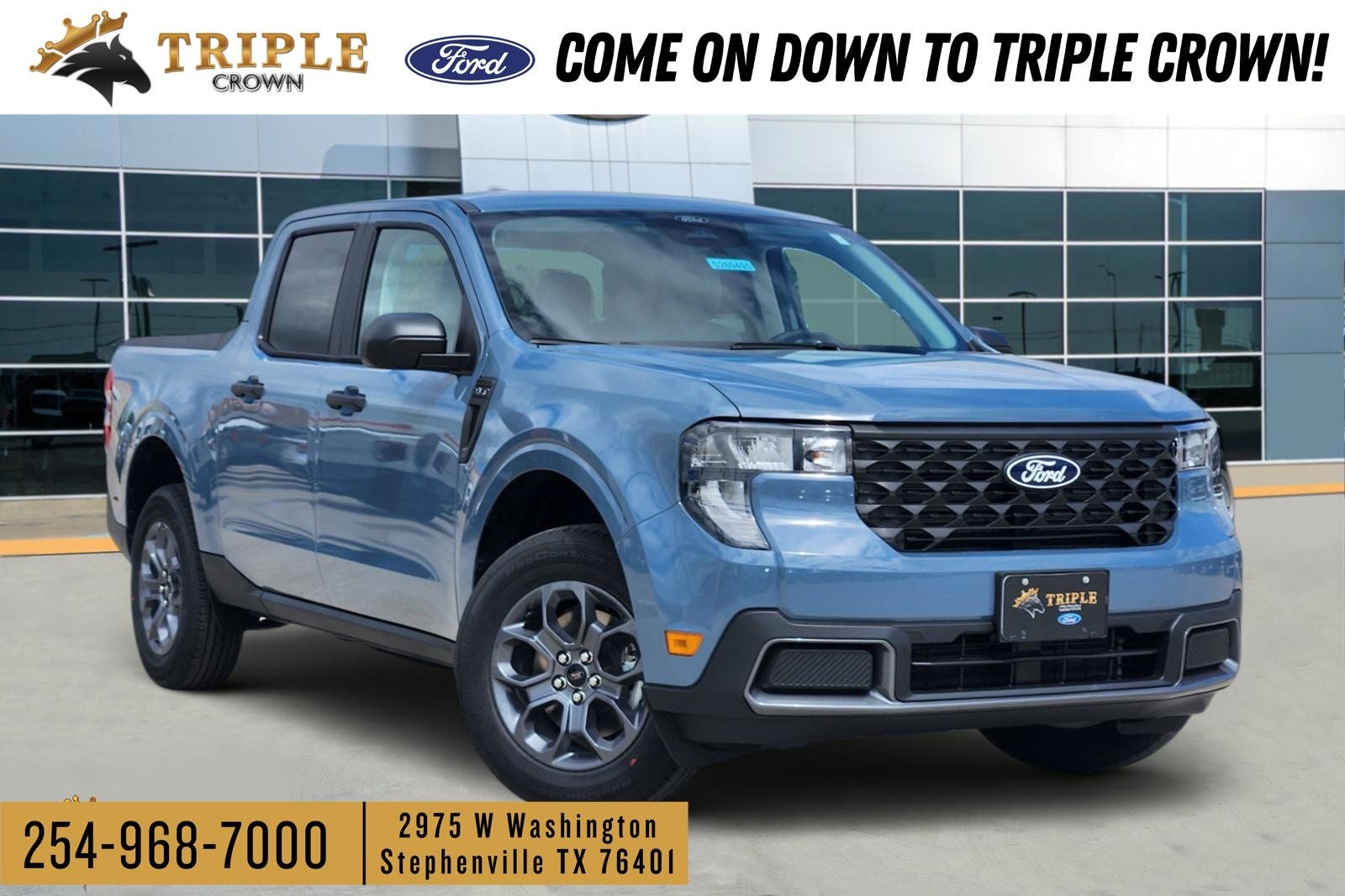 2026 Ford Maverick XLT in Azure Gray Metallic Tri-Coat — front three-quarter view