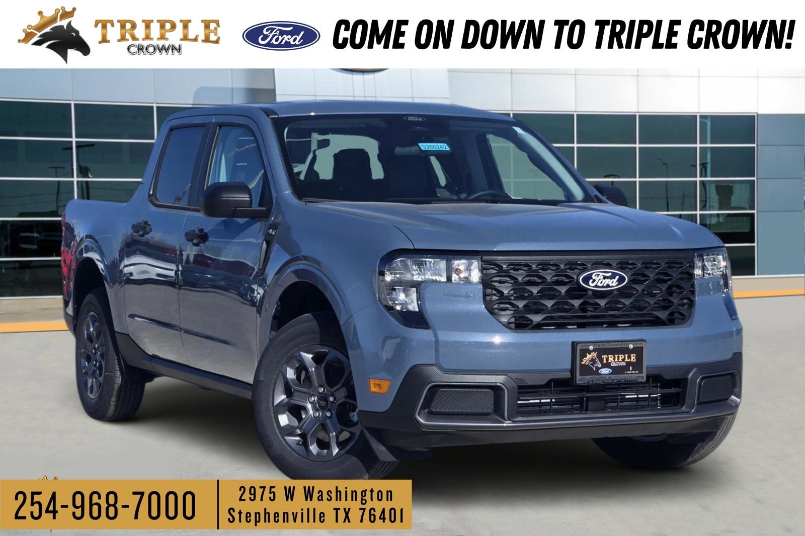 2026 Ford Maverick XLT in Azure Gray Metallic Tri-Coat — front three-quarter view