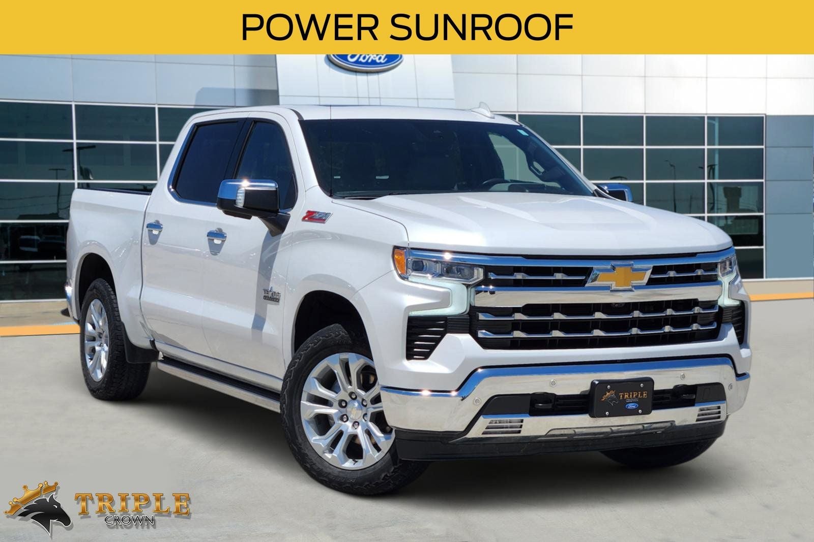2022 Chevrolet Silverado 1500 LTZ in Iridescent Pearl Tricoat — front three-quarter view