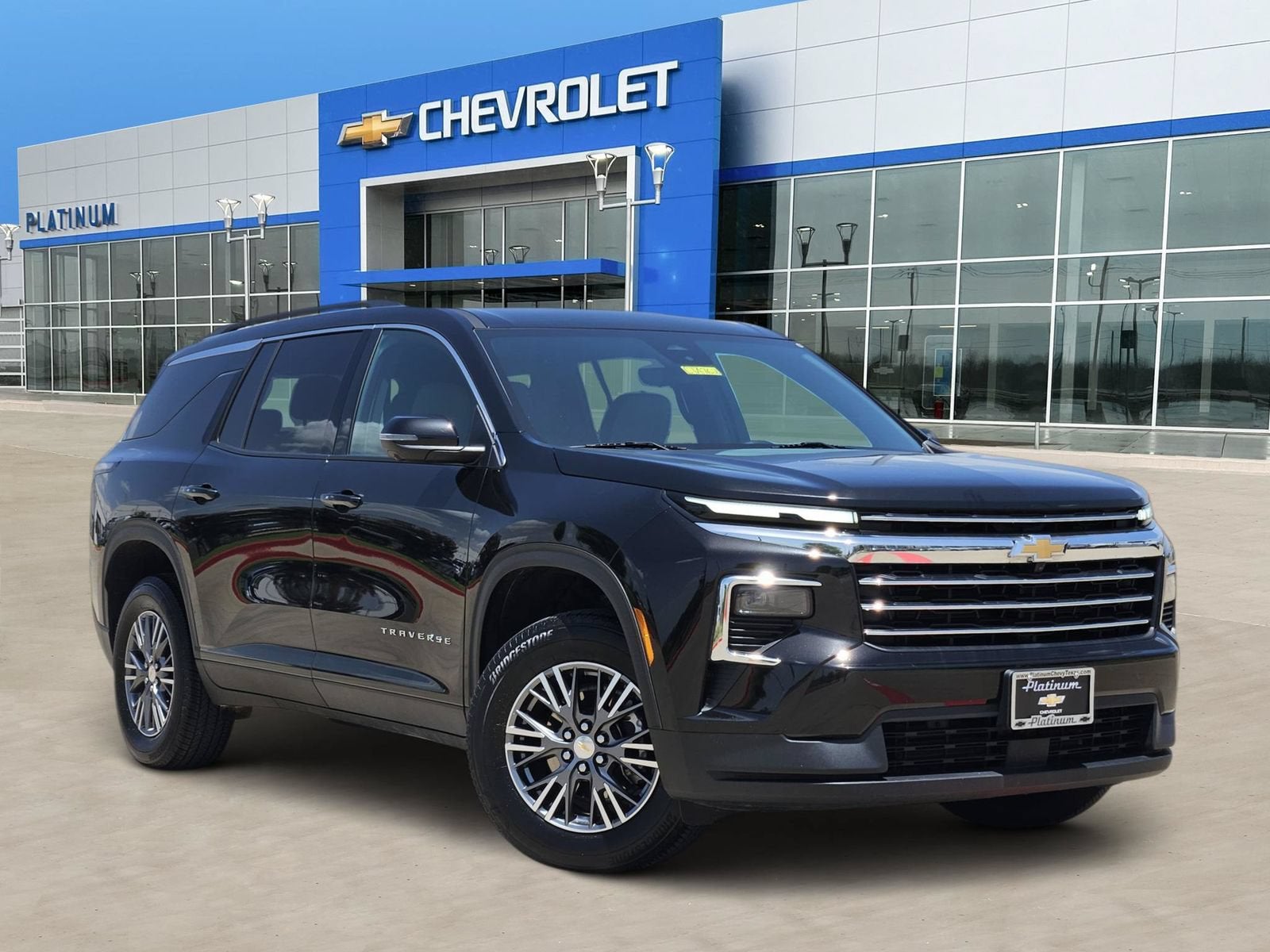 2026 Chevrolet Traverse LT in Mosaic Black Metallic — front three-quarter view