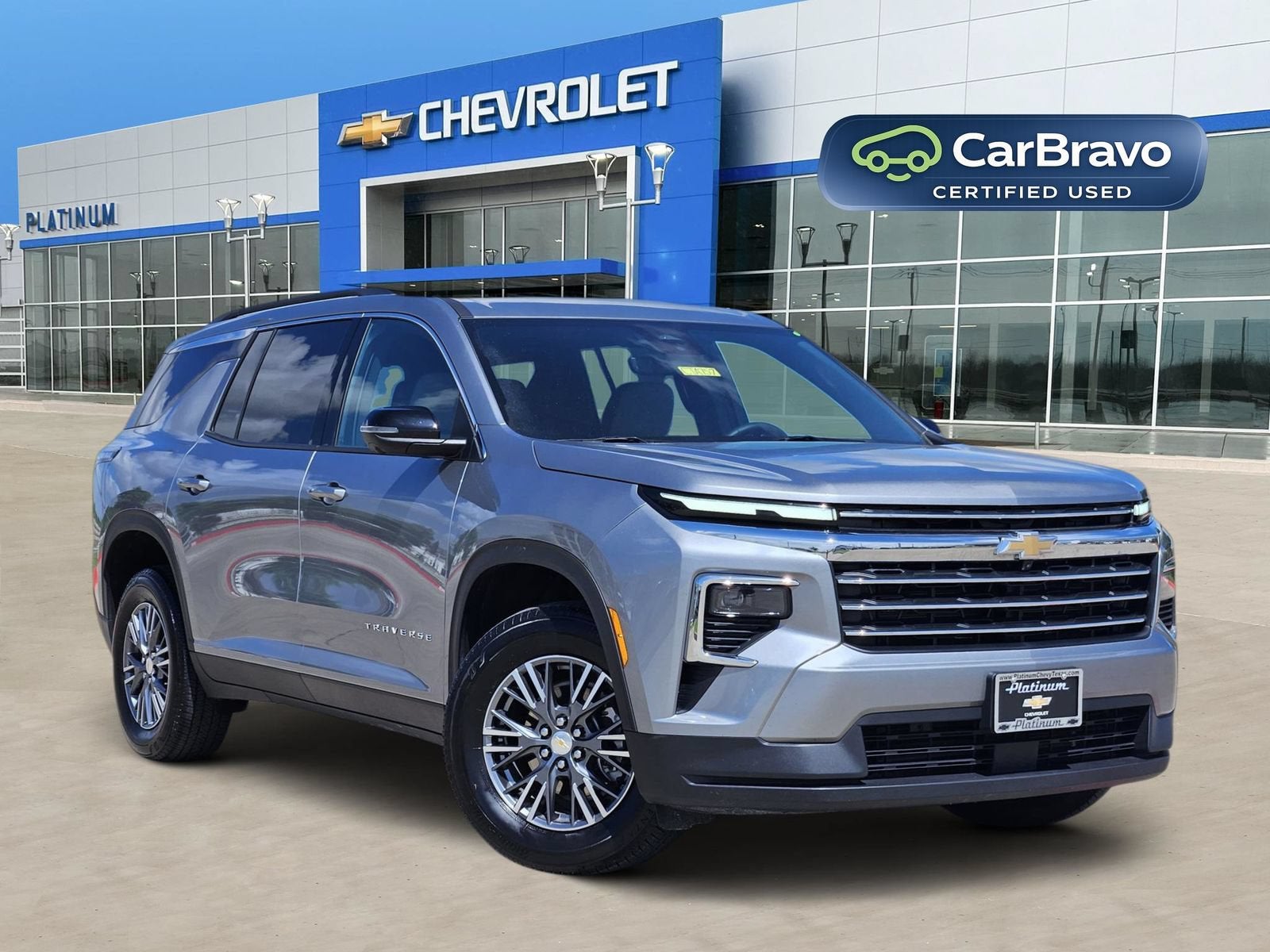 2026 Chevrolet Traverse LT in Sterling Gray Metallic — front three-quarter view