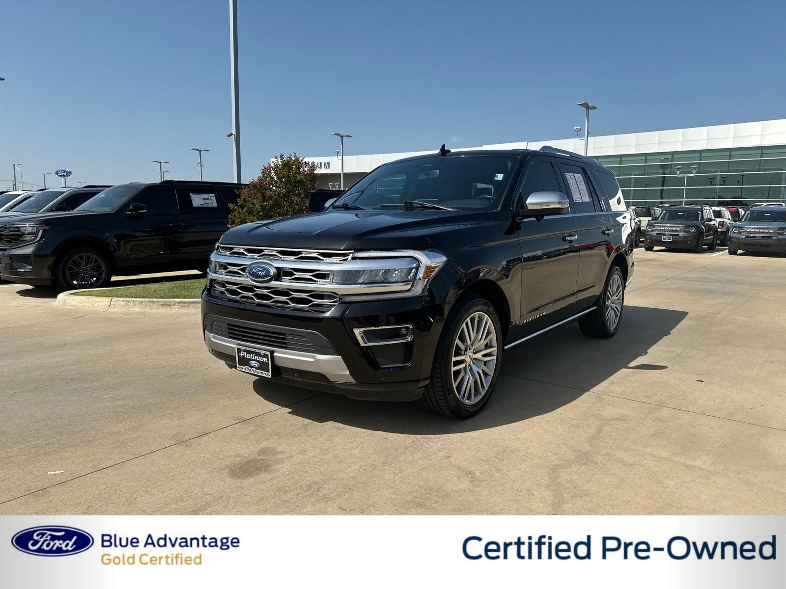 2023 Ford Expedition Platinum in Black Metallic — front three-quarter view